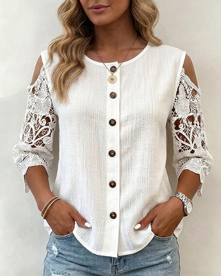 Blus Urklipp Off-Shoulder Knapp