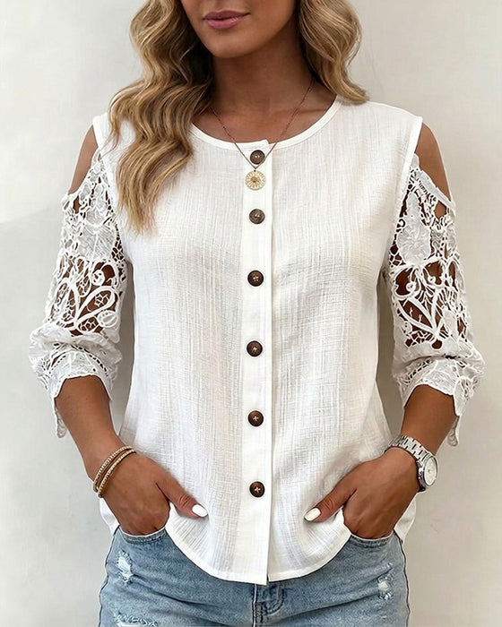 Blus Urklipp Off-Shoulder Knapp
