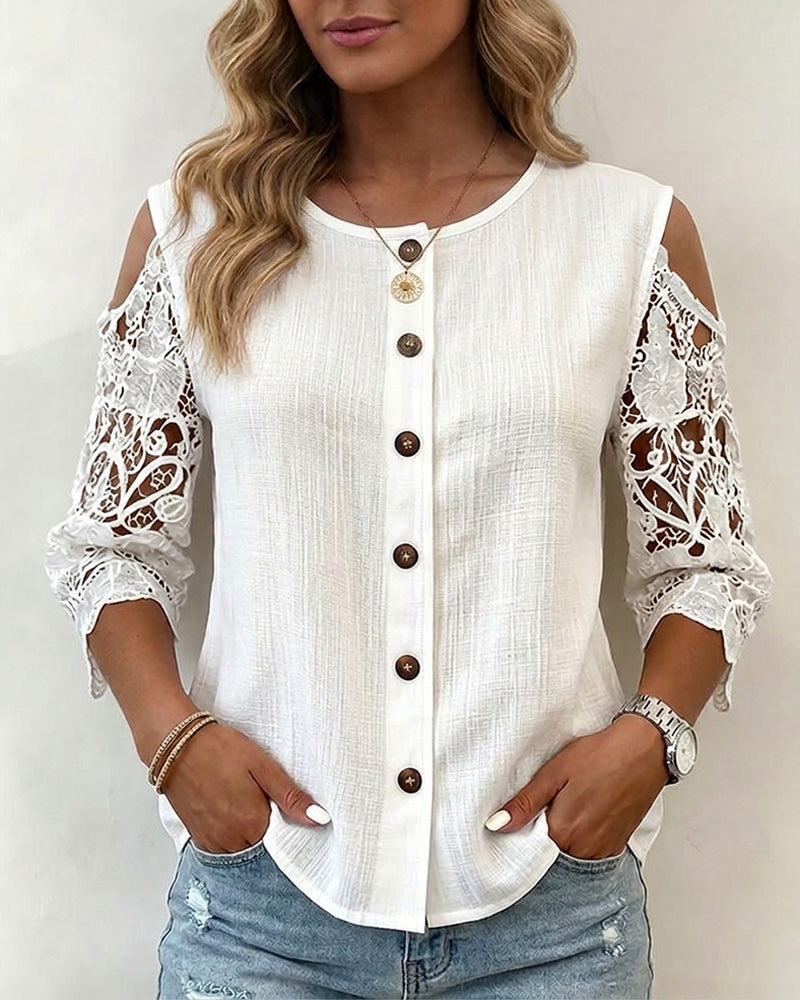 Blus Urklipp Off-Shoulder Knapp