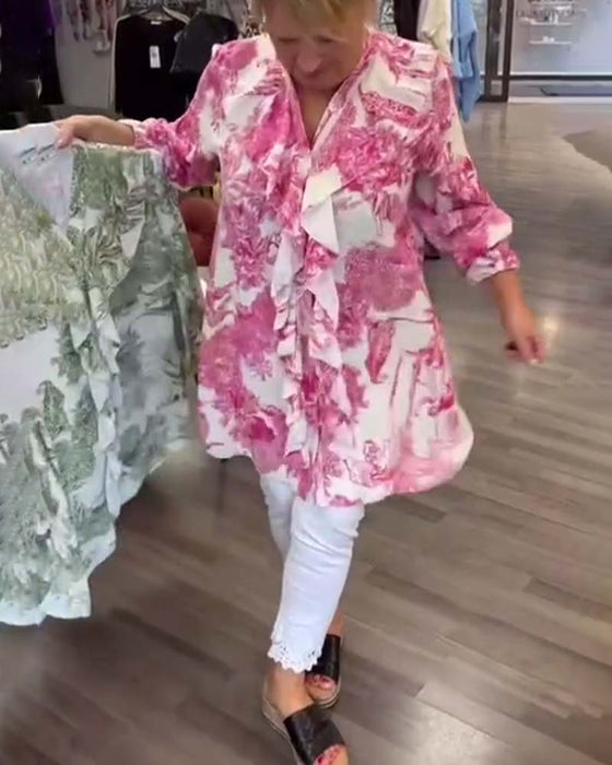 Milt tryckt volang blus