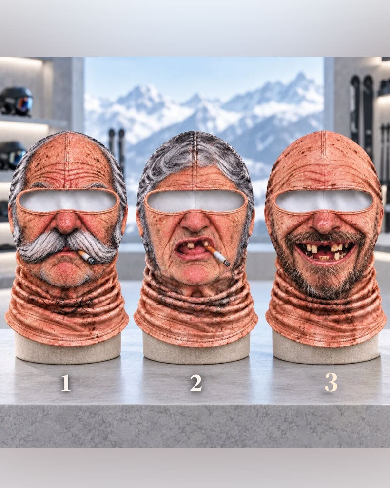 Mask Rolig 3d Grinig Gammal Man Skidåkning