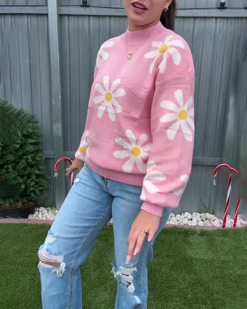 Jacquard-tröja med rund halsringning