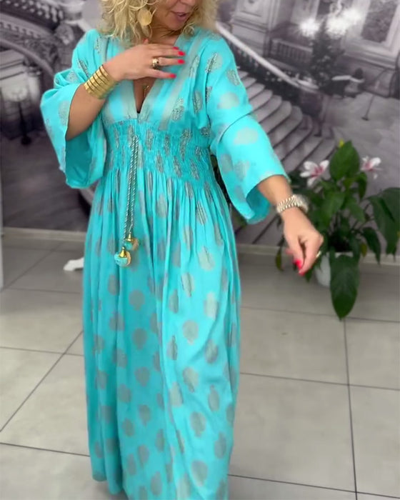 Klänning Lös Semestertryck Midja Maxi