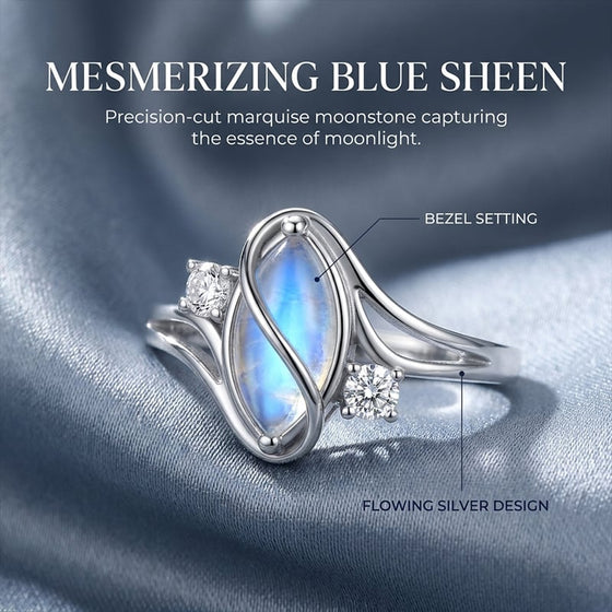 Oval månsten geometrisk ring