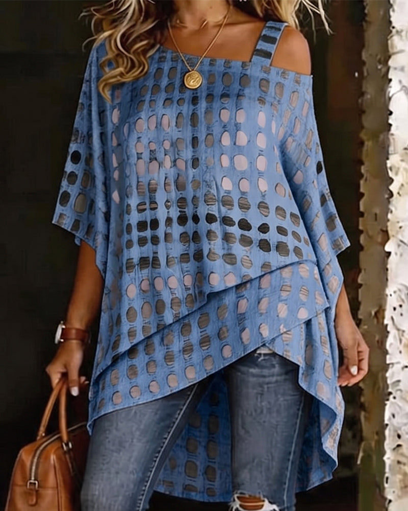 Blus Prickigt Print Enaxel Oregelbunden