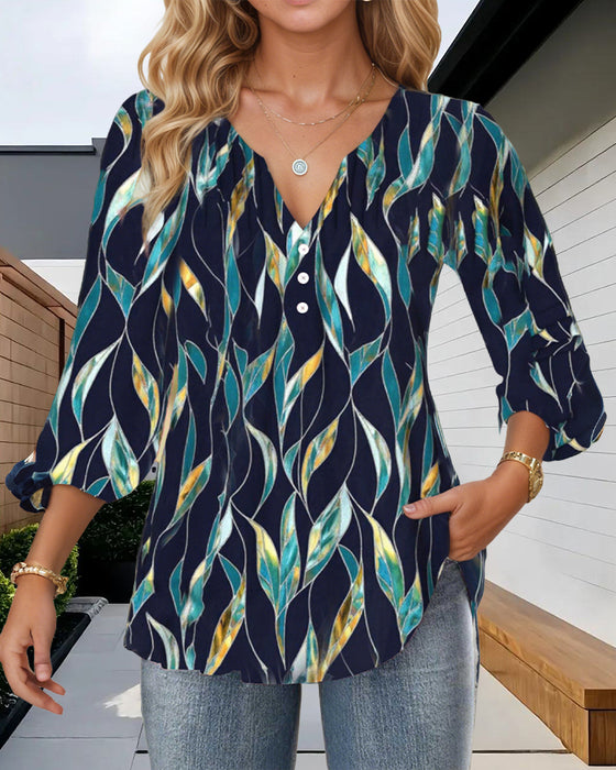 Blus Casual V-Ringning