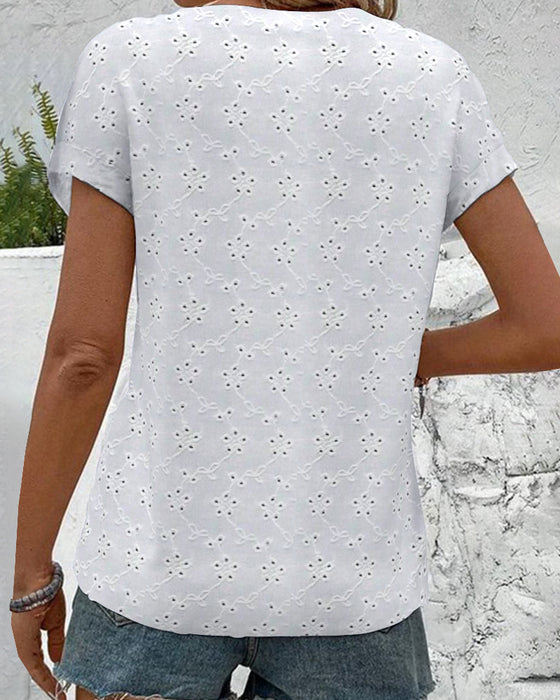 Skjorta Ståkrage Spets Ihålig Knapp