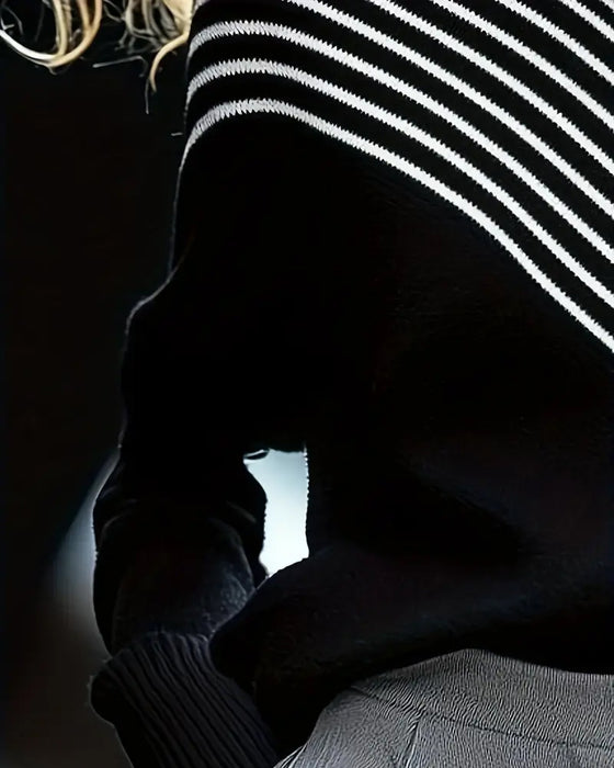 Tröja Turtleneck Randig Drop Shoulder