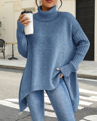 Högkragad Oregelbunden Lös Tröja