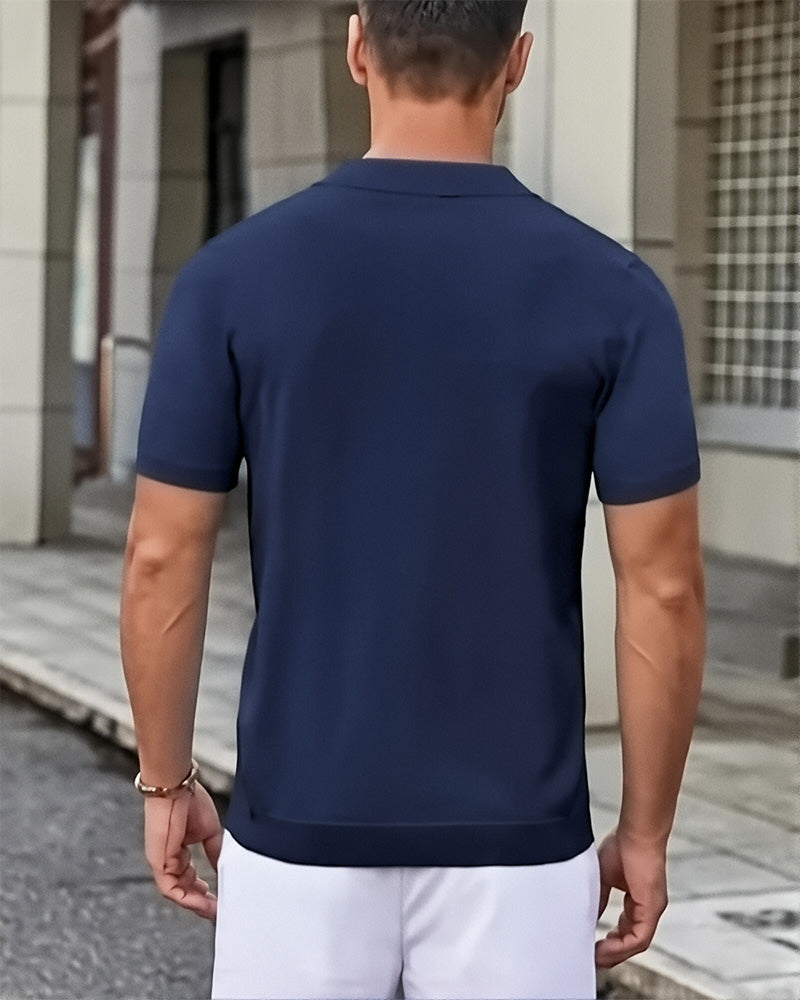 Shirts Genombruten Stickning Knapp