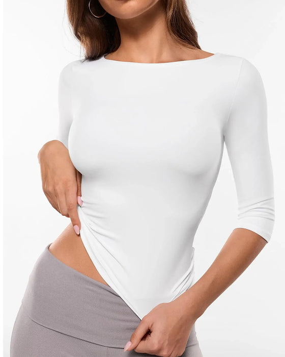 T-Shirt Stilig Armbågslång Ärm Slim Fit Baslager