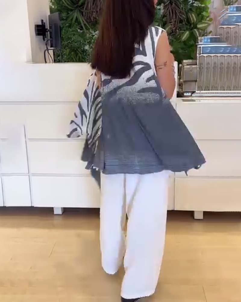 Linne Ärmlös Zebra Tryck