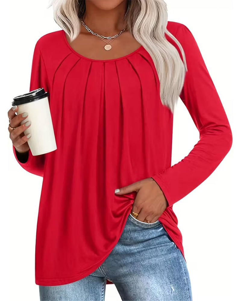 Topp Bekväm Inbyggd Bh Plisserad Casual