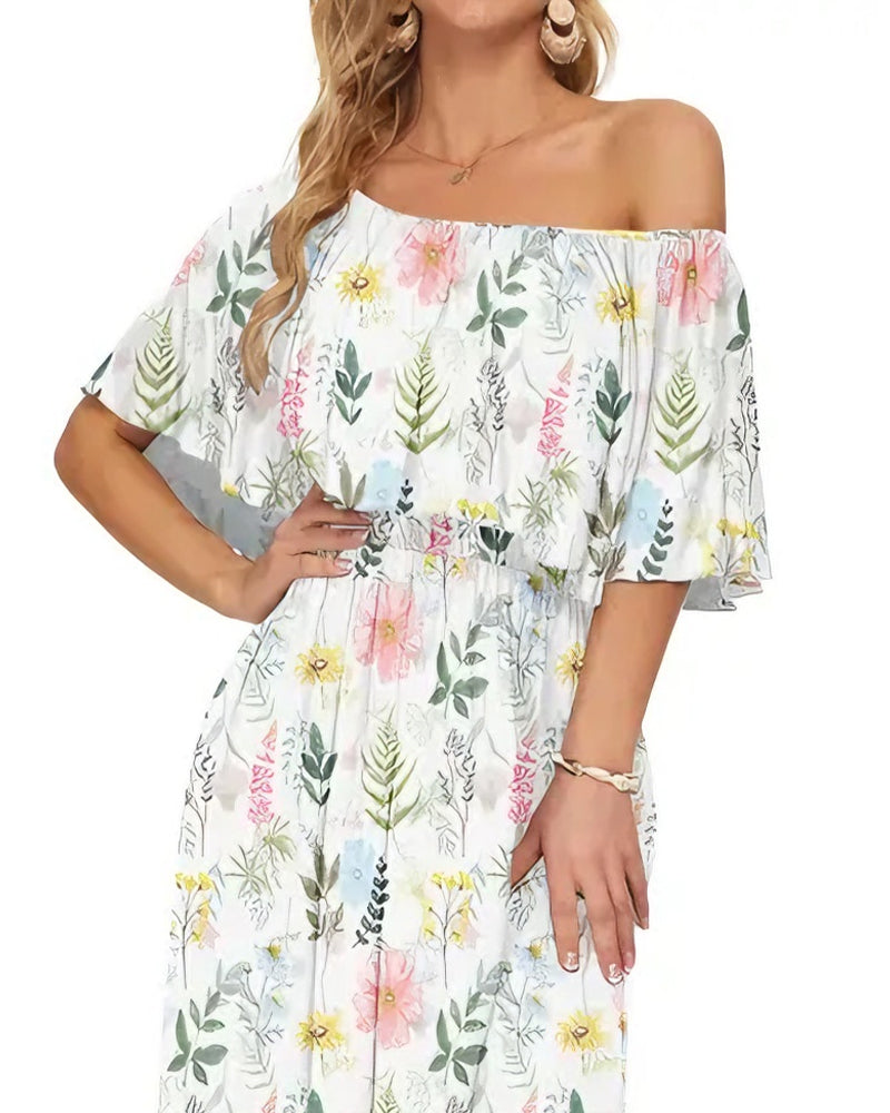 Klänning Elegant Bläcktvätt Blommig Maxi