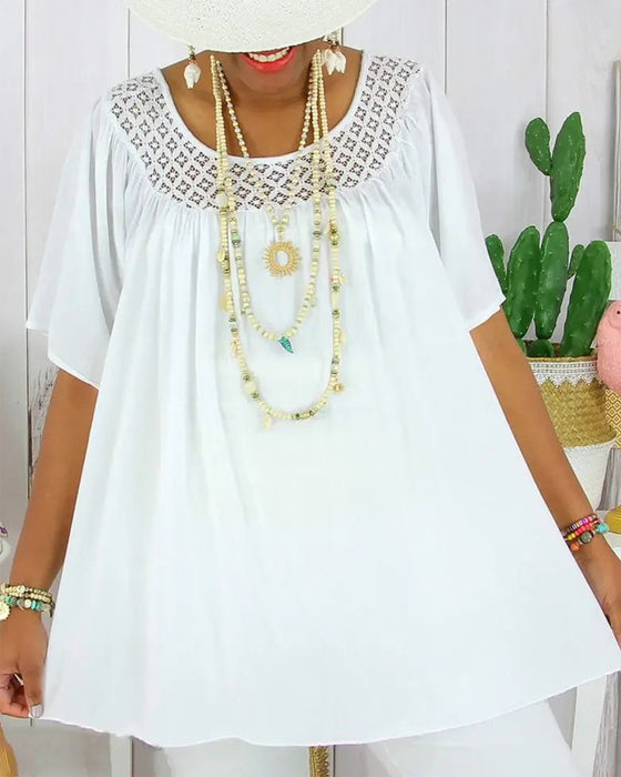 Blus i Enfärgad Löst Passform