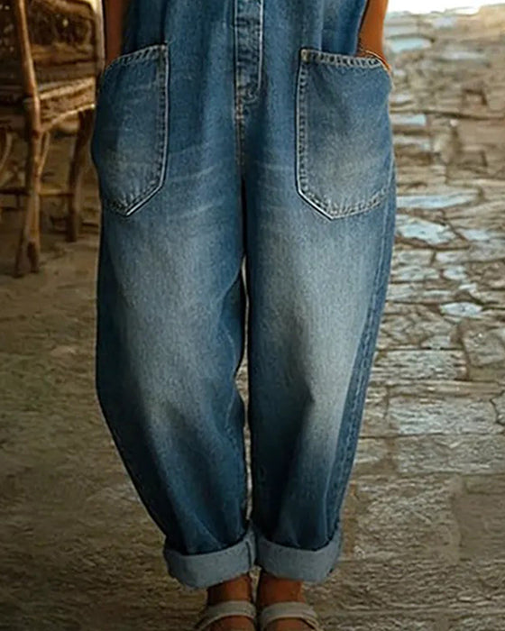 Hoppdräkt Avslappnad Ficka Denim