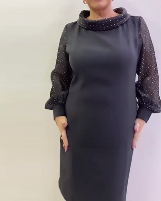 Klänning Lykta Ärm Nät Lapptäcksarbete