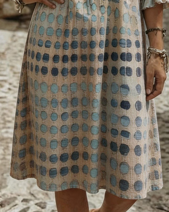 Klänningar Blå Ton Polka Dot V-Hals