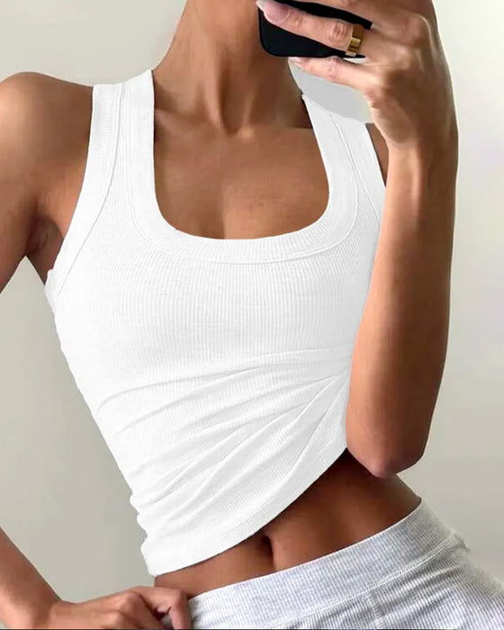 Linne U-Formad Fyrkantsringning Slim-Fit