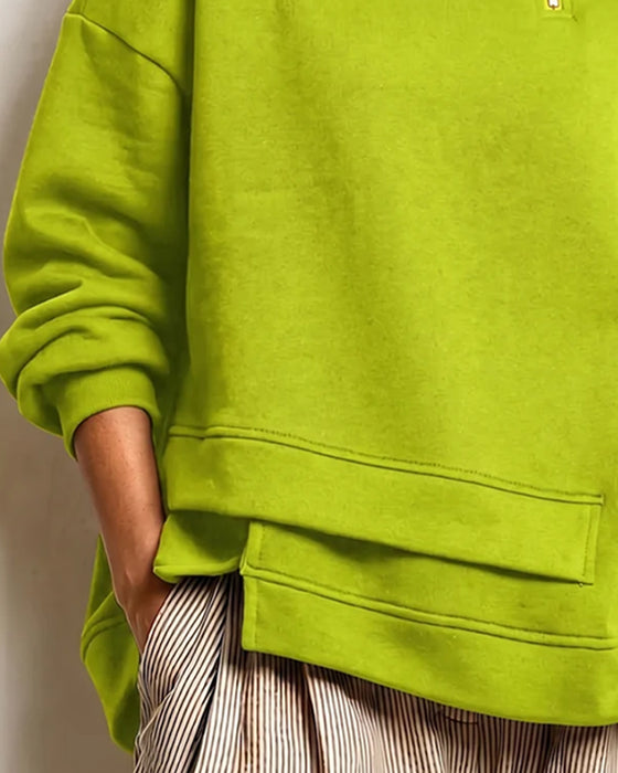 Sweatshirt Polokrage Dragkedja Oregelbunden