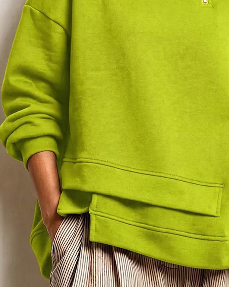 Sweatshirt Polokrage Dragkedja Oregelbunden