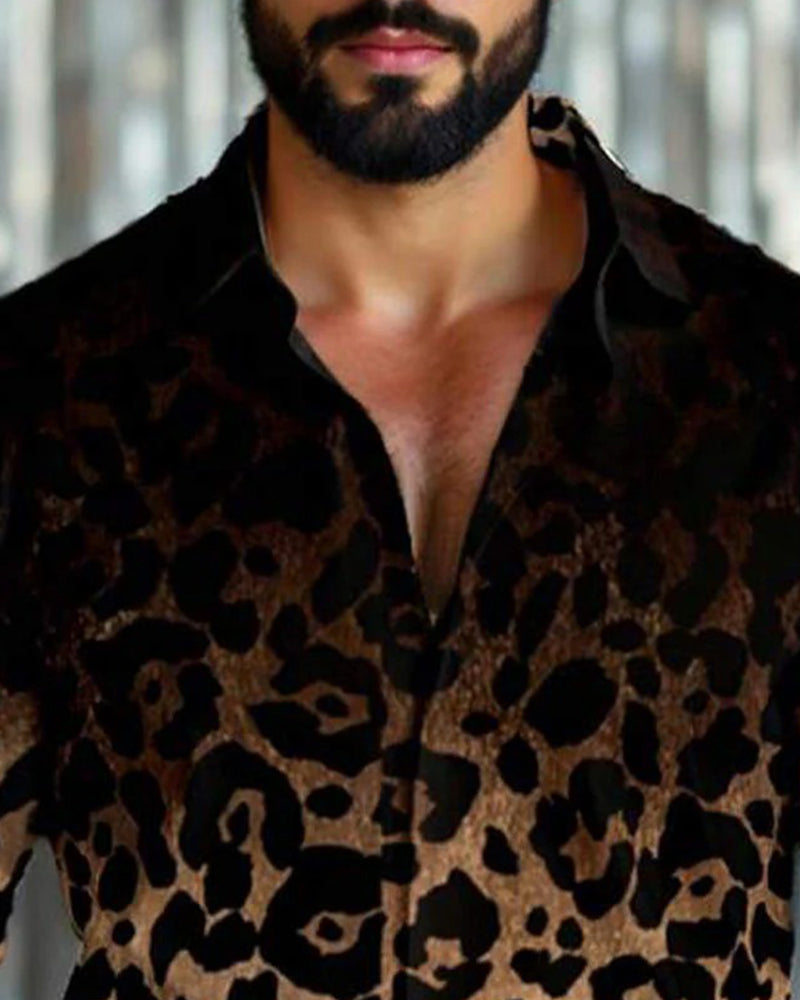 Skjorta Gradient Leopardtryck Herr