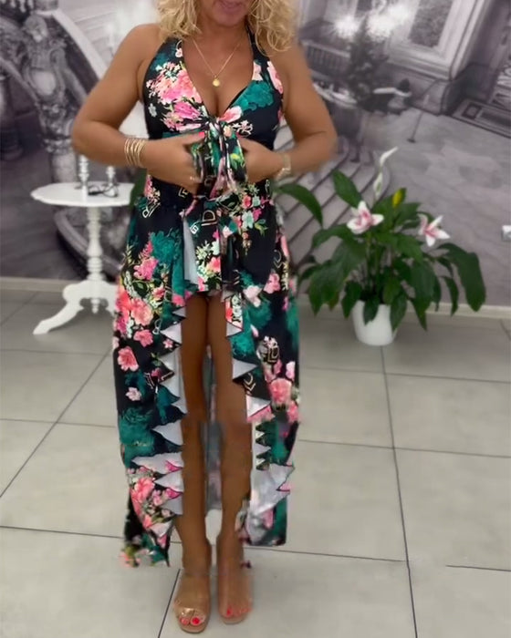 Badkläder Sexigt Tryckt Solskyddande Tresats