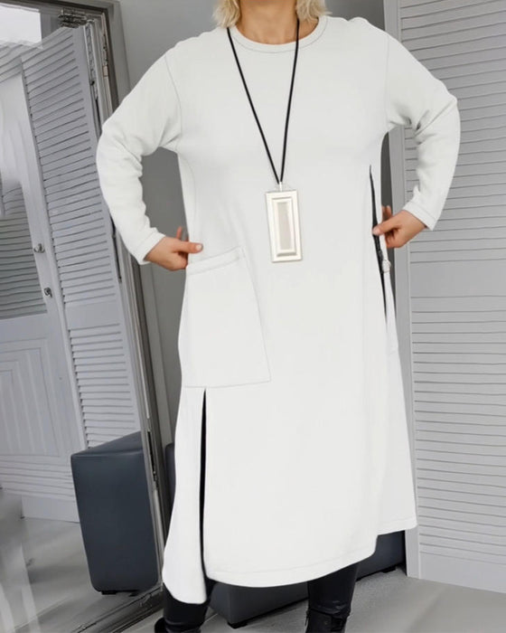 Klänning Stilfull Stor Ficka Dragkedjedesign