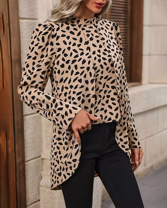 Blus Halv Mocka Falskt Tvådelat Tryckt