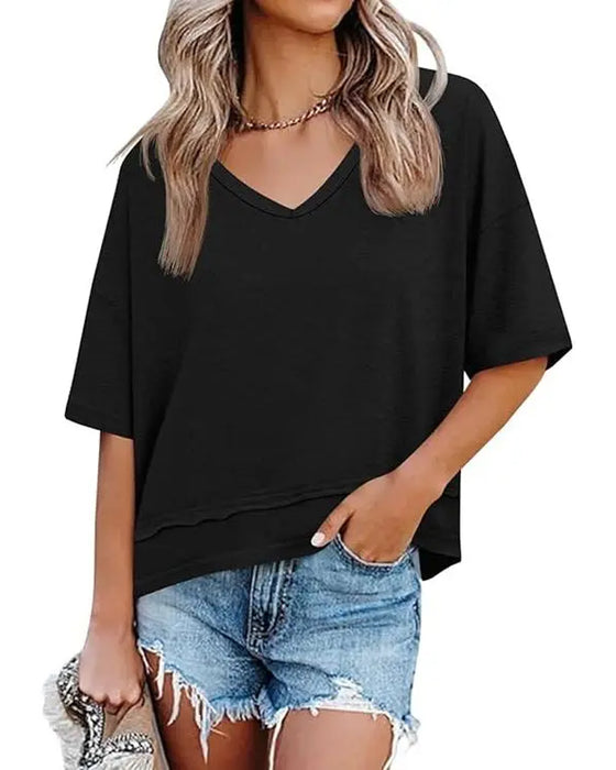 Enfärgad T-Shirt V-Hals
