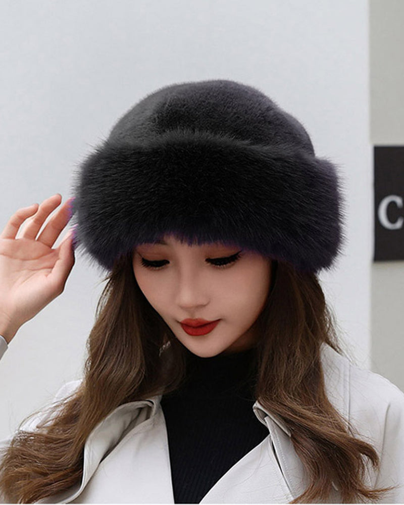 Mongolisk Stil Tjock Varm Plyschmössa För Kvinnor