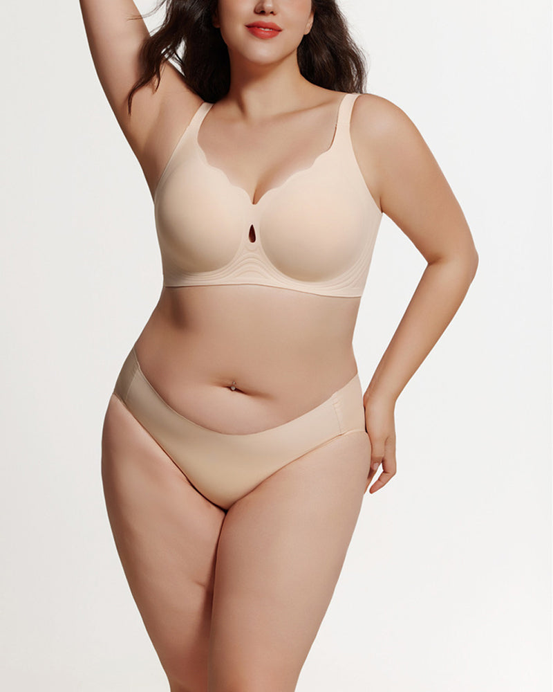 Kvinnors Behå Med Vattendropsformad Ihålig Design Och Scallop-Blommor