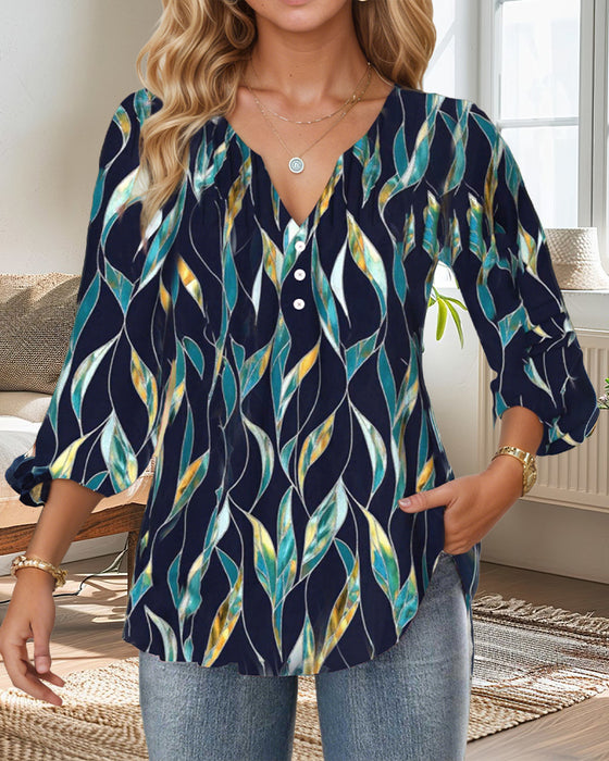 Blus Casual V-Ringning
