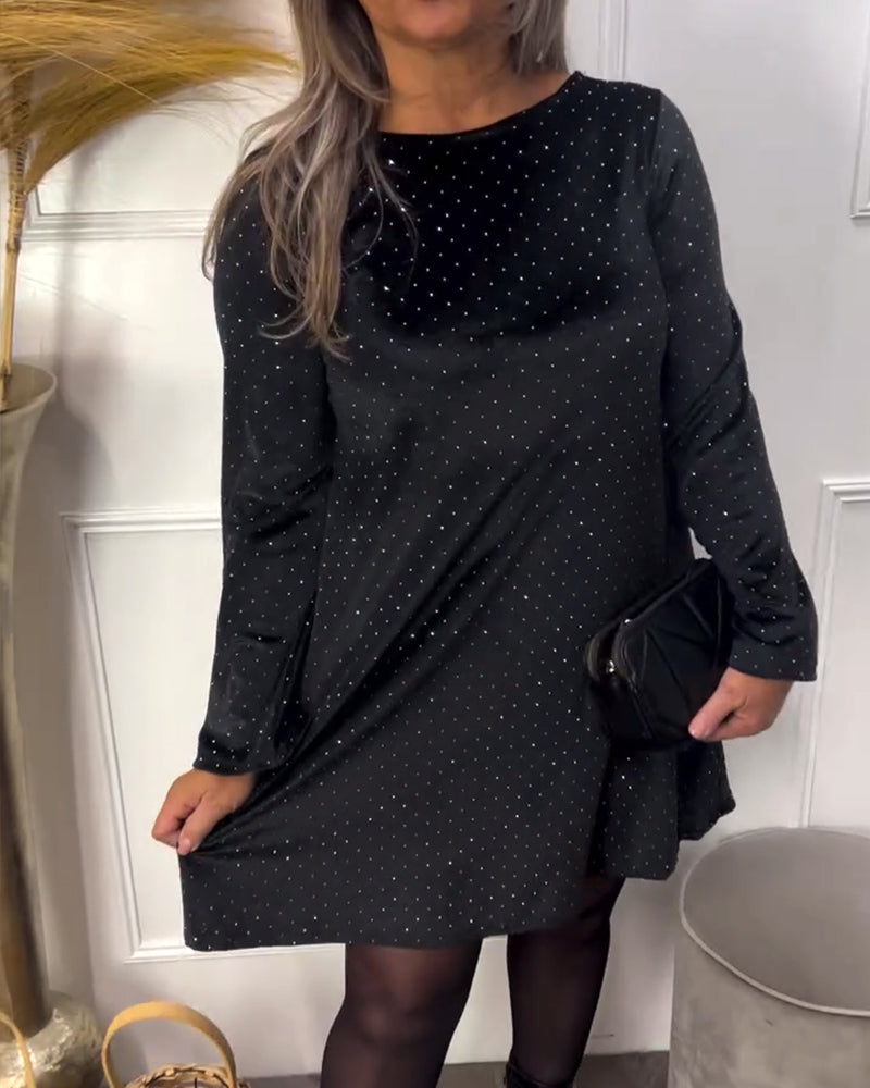 Klänning Rund Hals Strasstenar