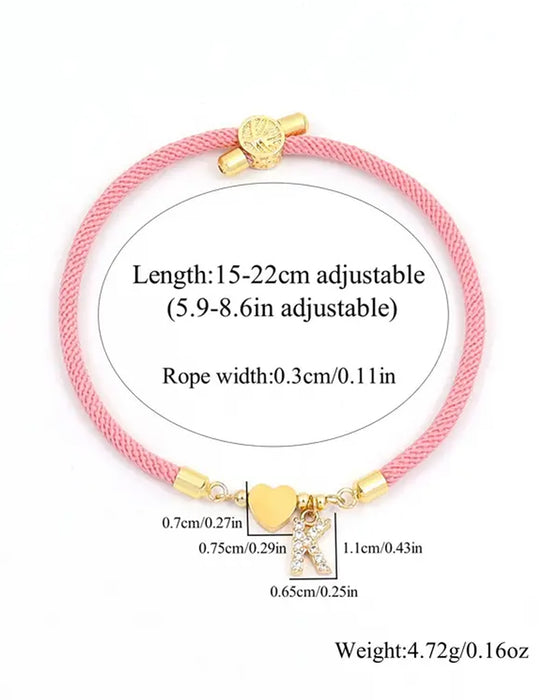 Initialt Hjärta Charm Länk Modearmband