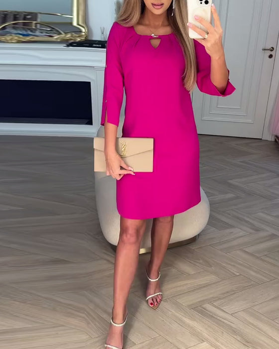 Klänning Elegant Enfärgad Ihålig Rak