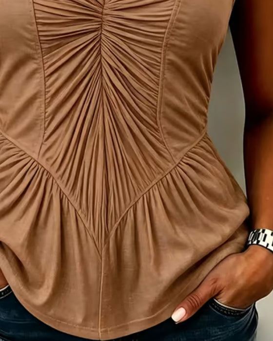 Tank Top V-Hals Rynkad Patchwork