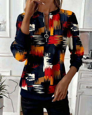 Tröja med dragkedja och tryck