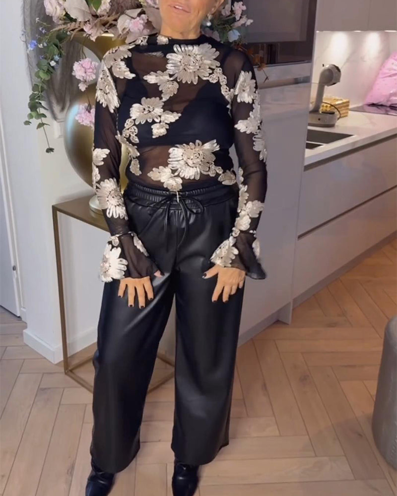 Blus Trumpetärm Mod Blommor