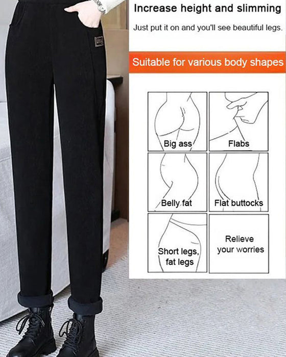 Varma Högmidjade Byxor med Ullfoder