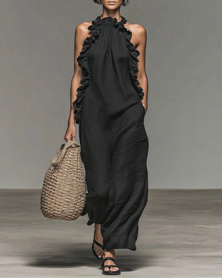 Klänning Halterneck Krused Lång