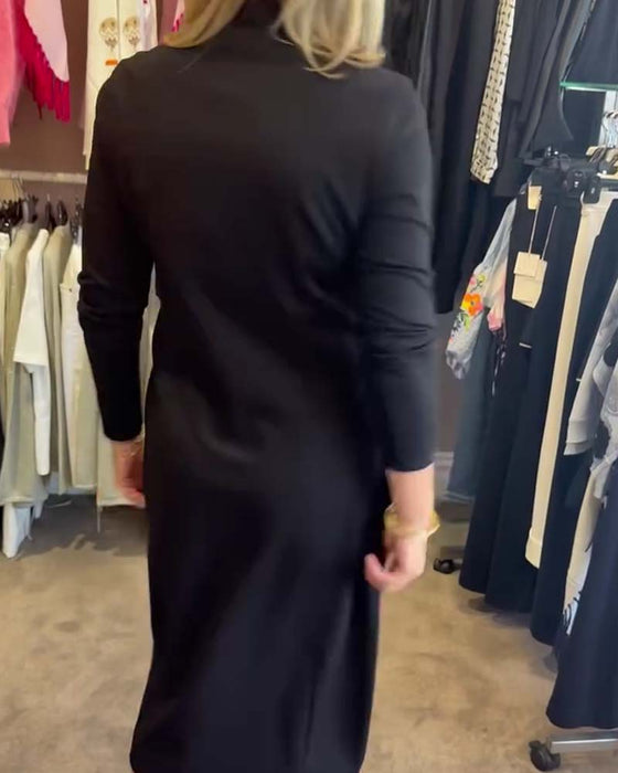 Klänning Geometrisk Rand V-Hals Bodycon Midi