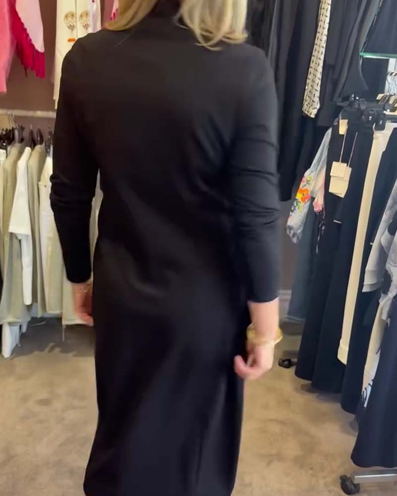 Klänning Geometrisk Rand V-Hals Bodycon Midi