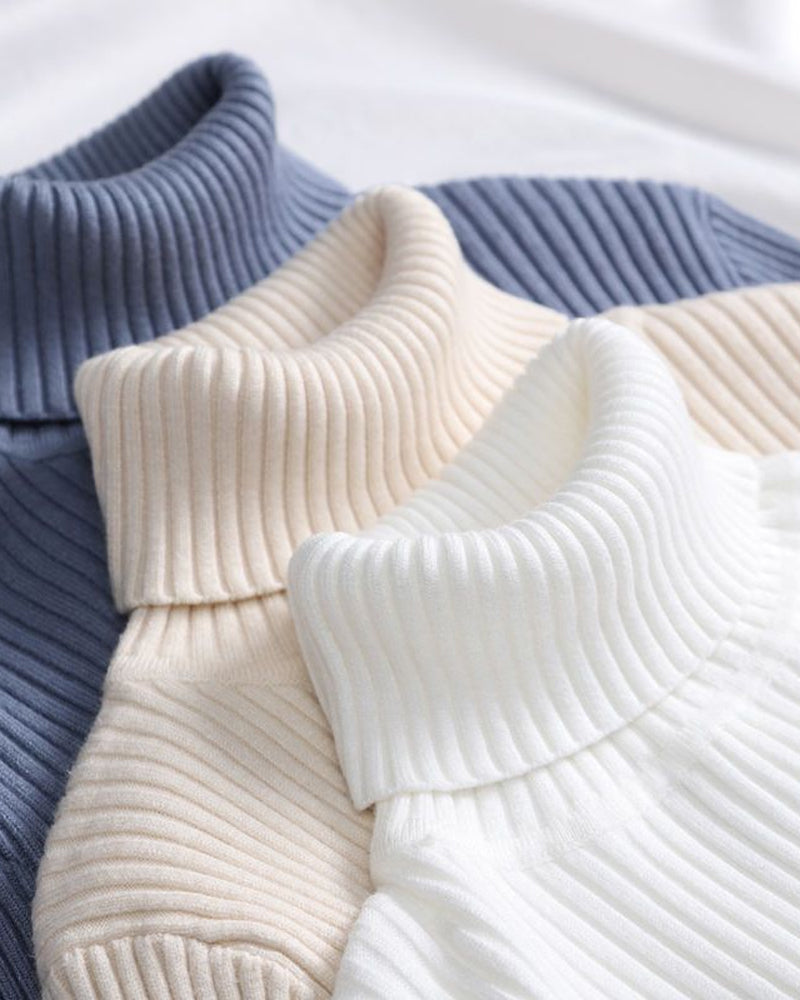 Högkragad Stickad Tröja Som Baslager