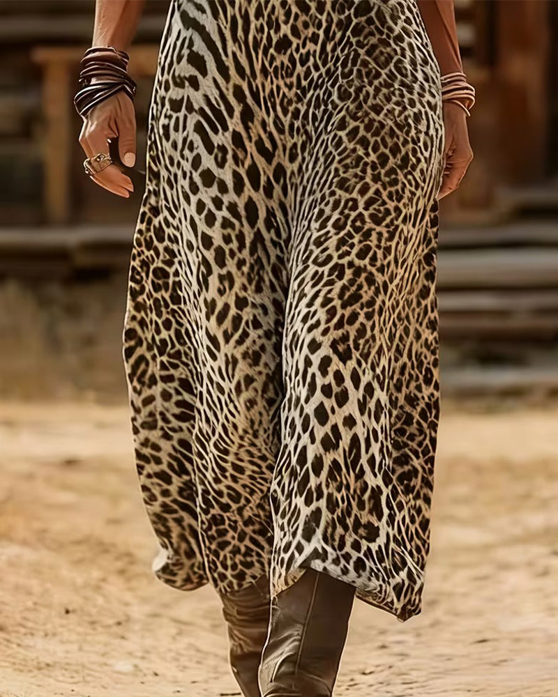 Klänning Leopard V-Hals Mode Maxi