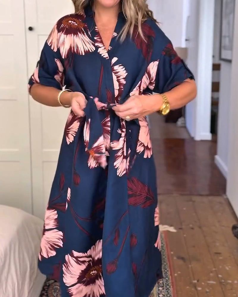 Klänning Blommönstrad Skjorta