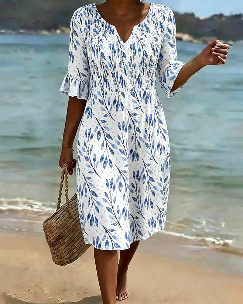 Klänning Halvärm Tryckt