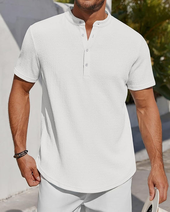 Skjorta Enfärgad Lös Henley