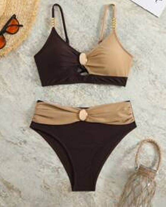 Badkläder Högt Midja Sexig BH Triangel