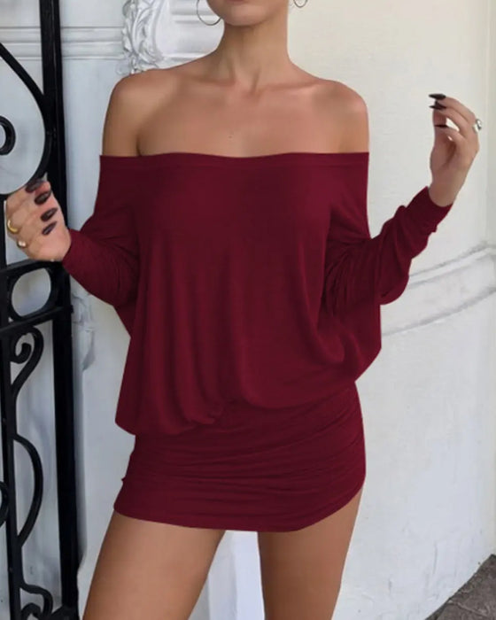 Klänning En-Axel Rynkad Bodycon